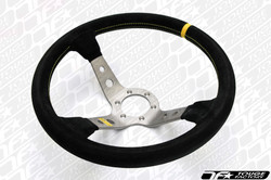 OMP Corsica 350mm Steering Wheel - Black Suede with Titanium Spokes