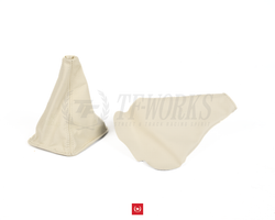 Vertex Leather Shift Boot + E-Brake Boot Set - JZX 90/100 - White