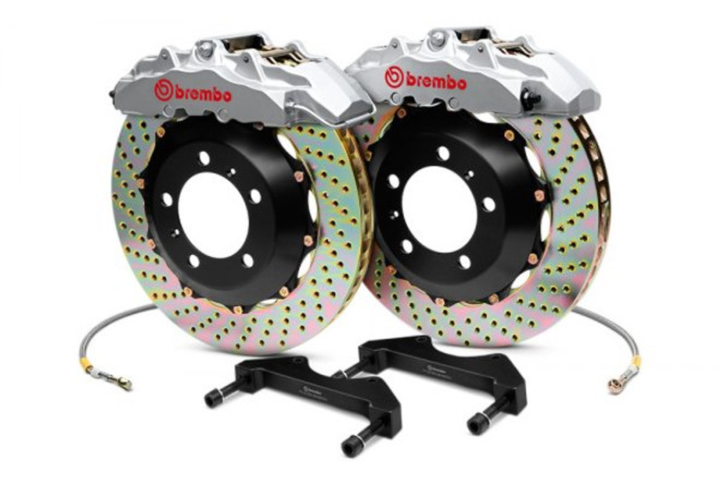 Brembo GT Silver Front Drilled Brake Kit 380x32mm - 07-08 Infiniti G35 / 08-13 G37, 09-16 Nissan 370Z