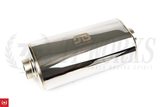 Stainless Bros 3" SS304 Oval Muffler 12" OAL - Polished Finish