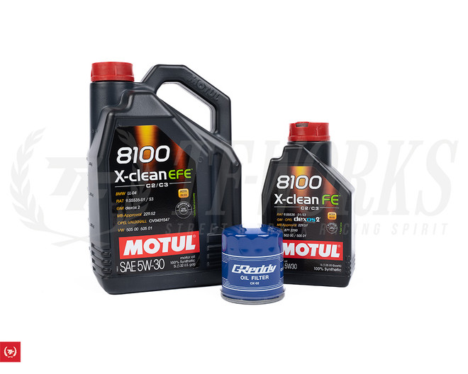 Motul 8100 5W30 X-Clean EFE + Greddy Oil Filter Package - Subaru WRX