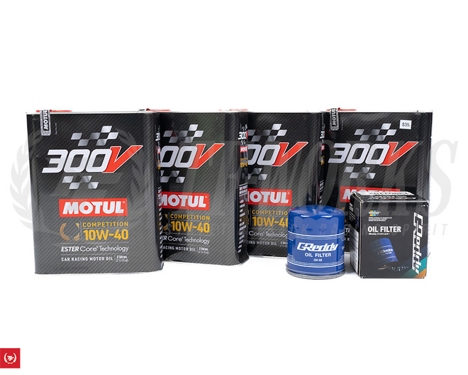 Motul 300V Racing Oil + Greddy Oil Filter Package - RZ34 w/Oversize Pan 