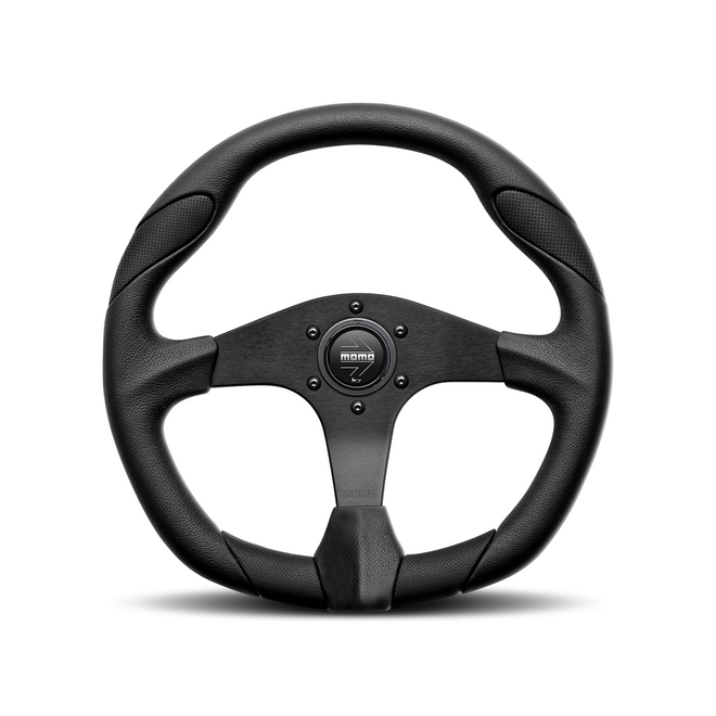 Momo - Quark 350mm Round 3 Multi Air-leather Colors Grip Shape Street Steering Wheels in Black Anodized Finish