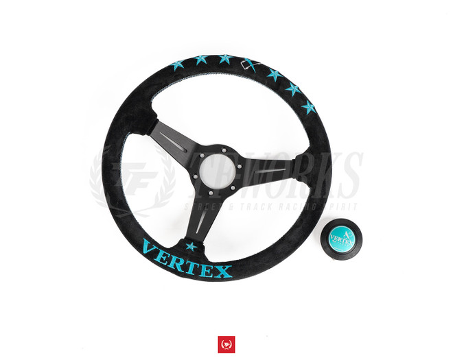Vertex 6 Star 340mm Suede Steering Wheel - Vertea Blue 