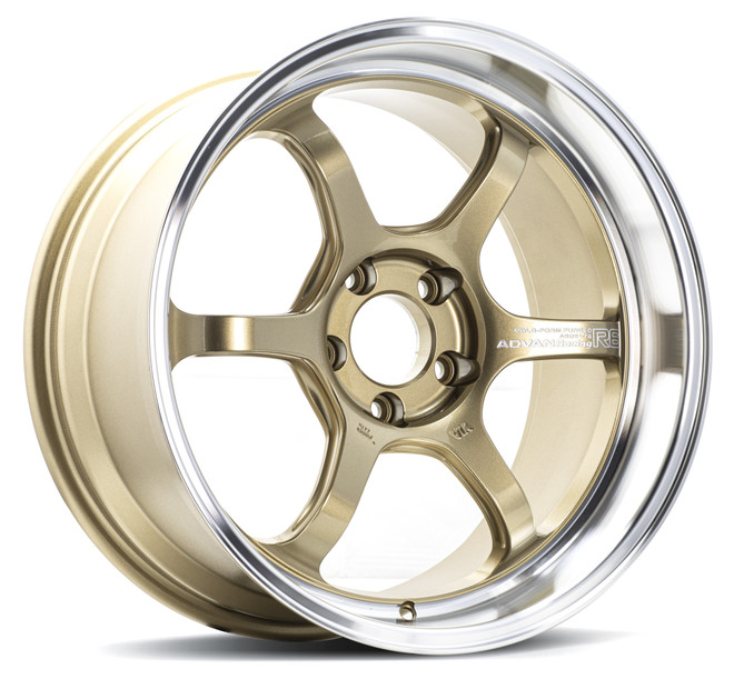 R6 18X9.5 +05 5-114.3 MACHINING & RACING BRASS GOLD