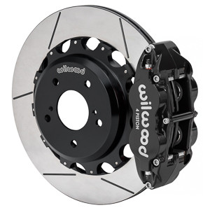 Wilwood (Black) Forged Narrow Superlite 4R Big Brake Rear Brake Kit For OE Parking Brake 13.5" Slotted Rotors NISSAN SKYLINE 89-02 