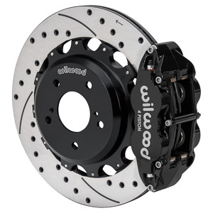 Wilwood (Black) Forged Narrow Superlite 4R Big Brake Rear Brake Kit For OE Parking Brake 13.5" Slotted and Drilled Rotors NISSAN SKYLINE 89-02 
