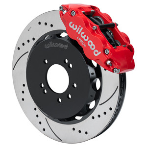 Wilwood (Red) Forged Narrow Superlite 6R Big Brake Front Brake Kit (Hat) 14" Drilled and Slotted Rotors NISSAN SKYLINE 99-02