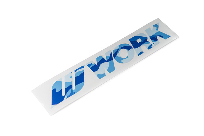 Work Wheels Logo Camo Sticker - Blue 