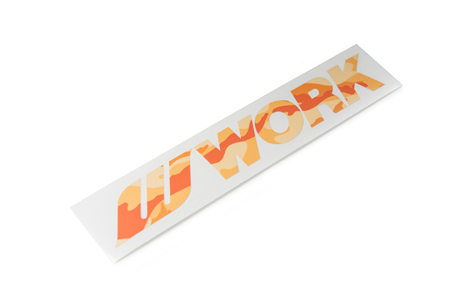 Work Wheels Logo Camo Sticker - Orange 