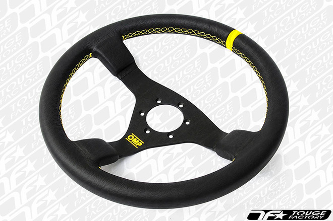 OMP WRC 350mm Black Leather Steering Wheel - OD/1980