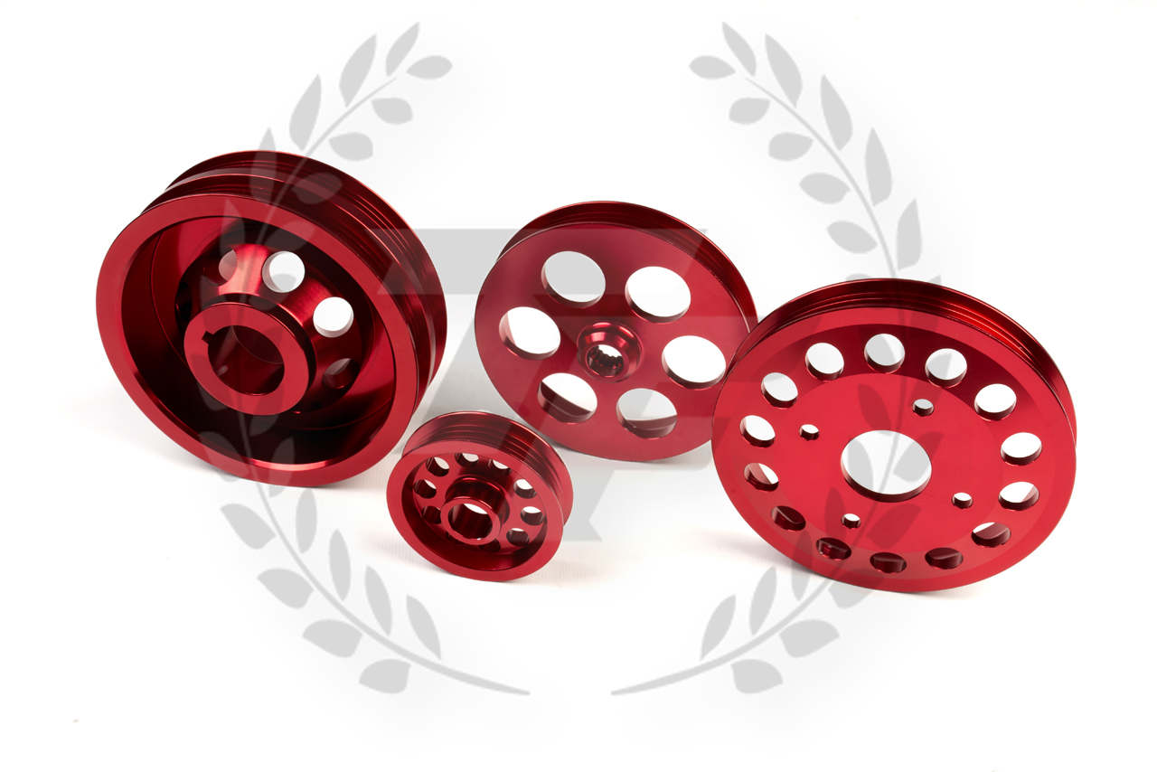 TF Lightweight Aluminum Pulley Kit Nissan 300SX Z32 VG30 - RED