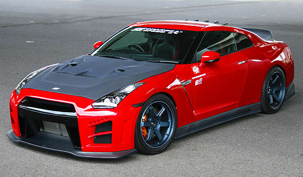 GTR シルバー/レッド エアロパーツ付き Charge Speed 2007-2015 Nissan GTR Hybrid Matte Carbon w/ FRP