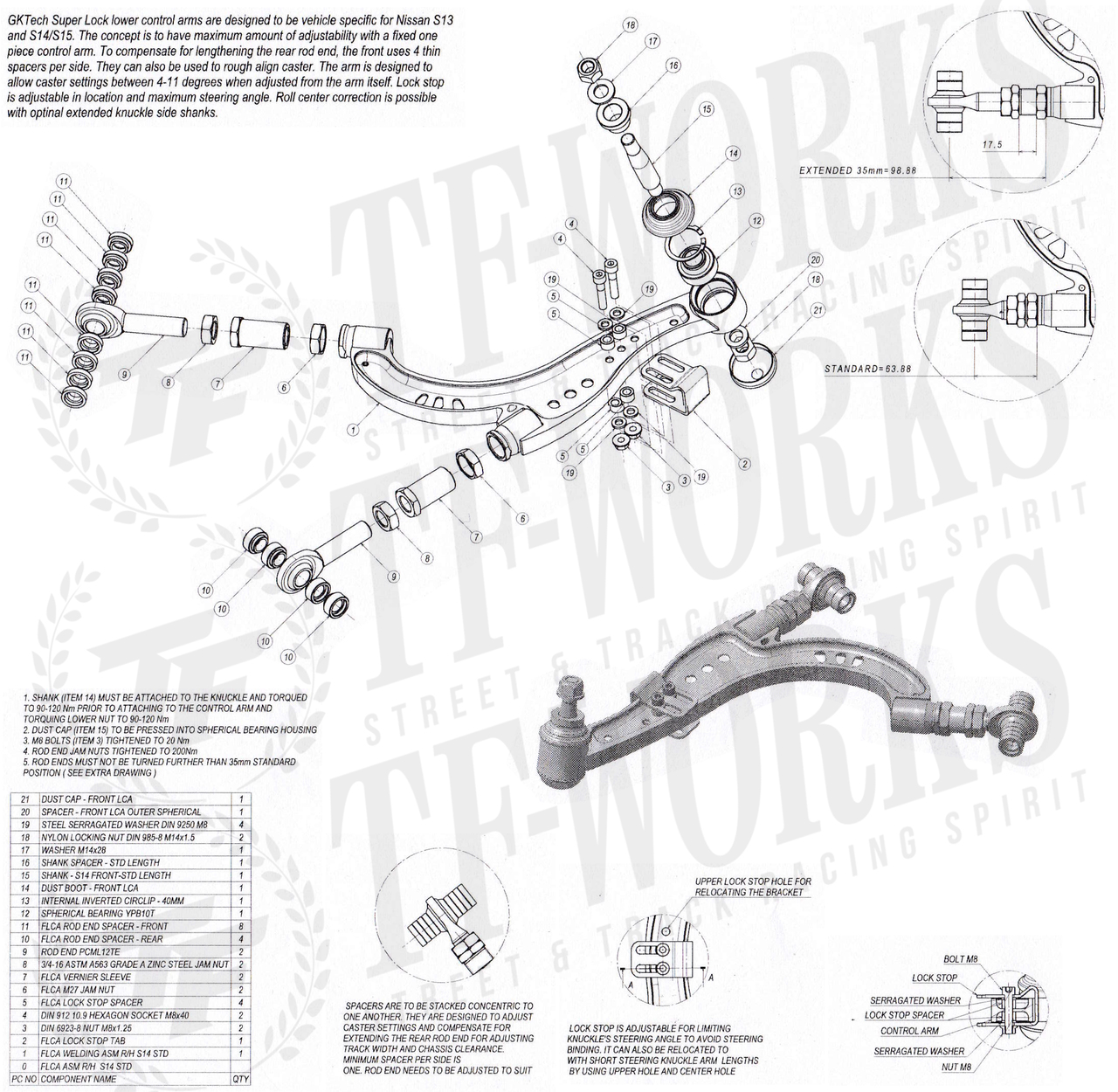 GKtech Super Lock Front Lower Control Arms - S13 / S14 / S15 / R32