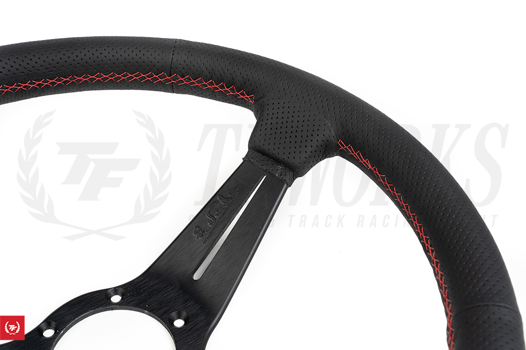 Nardi Sport Rally Deep Corn Perforated Leather, Black Spoke 350mm