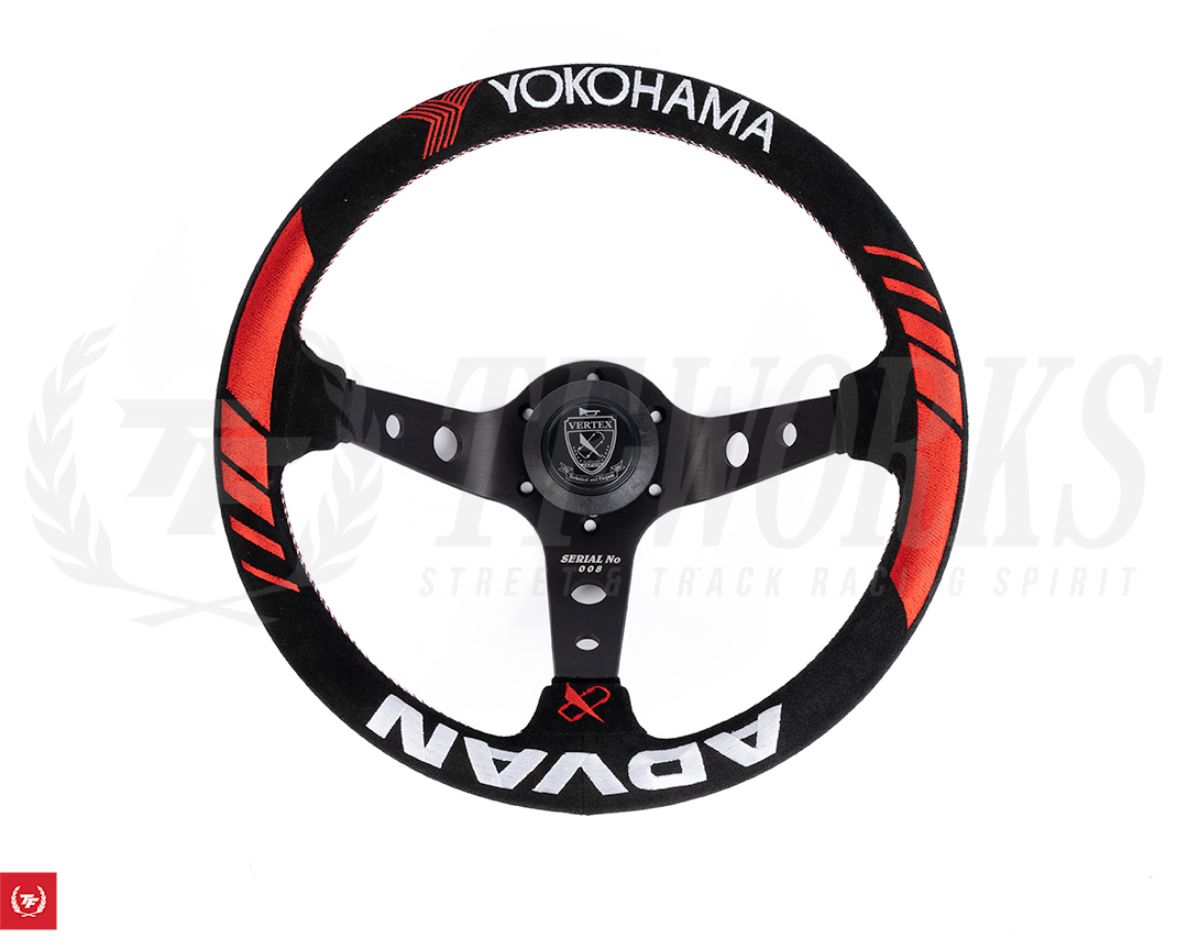 ADVAN VERTEX スエード　ステアリング　ハンドル T And E ADVAN x VERTEX Racing 90mm Deep 330mm Steering Suede