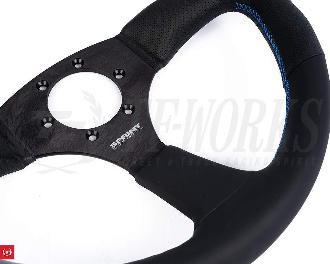 ATC SPRINT Cone65 Steering Wheel - 350mm Black Leather / Blue Stitch