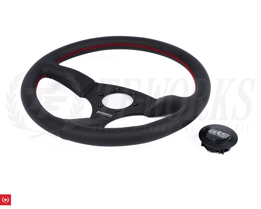 ATC SPRINT DriftOne$ Steering Wheel - 345mm Black Leather / Red 