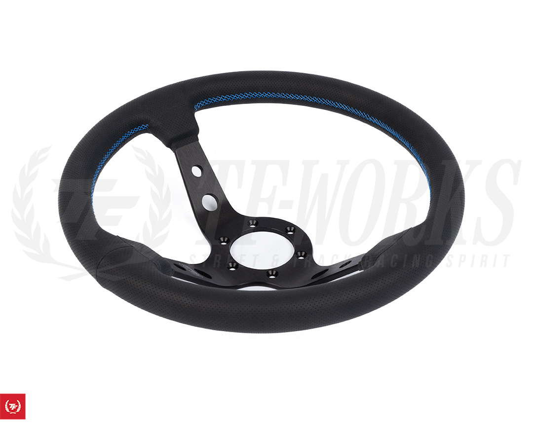 ATC Rally SPRINT Cone95 Steering Wheel - 330mm Black Leather / Blue Stitch