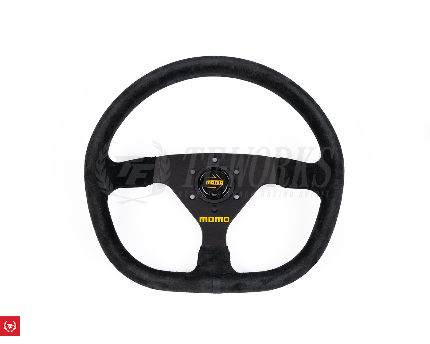Momo - MOD. 88, 320/350mm Flat Bottom Black Suede Grip Shape
