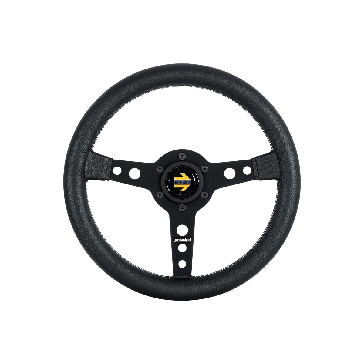Momo - Prototipo 320mm Round Black Leather Grip Shape Street