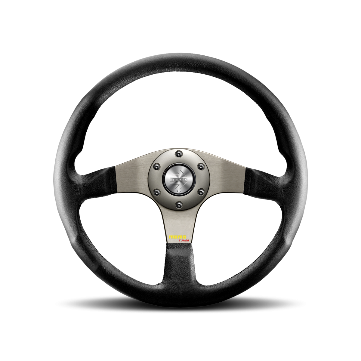 Momo - Tuner 320/350mm Round Black Leather Grip Shape Street