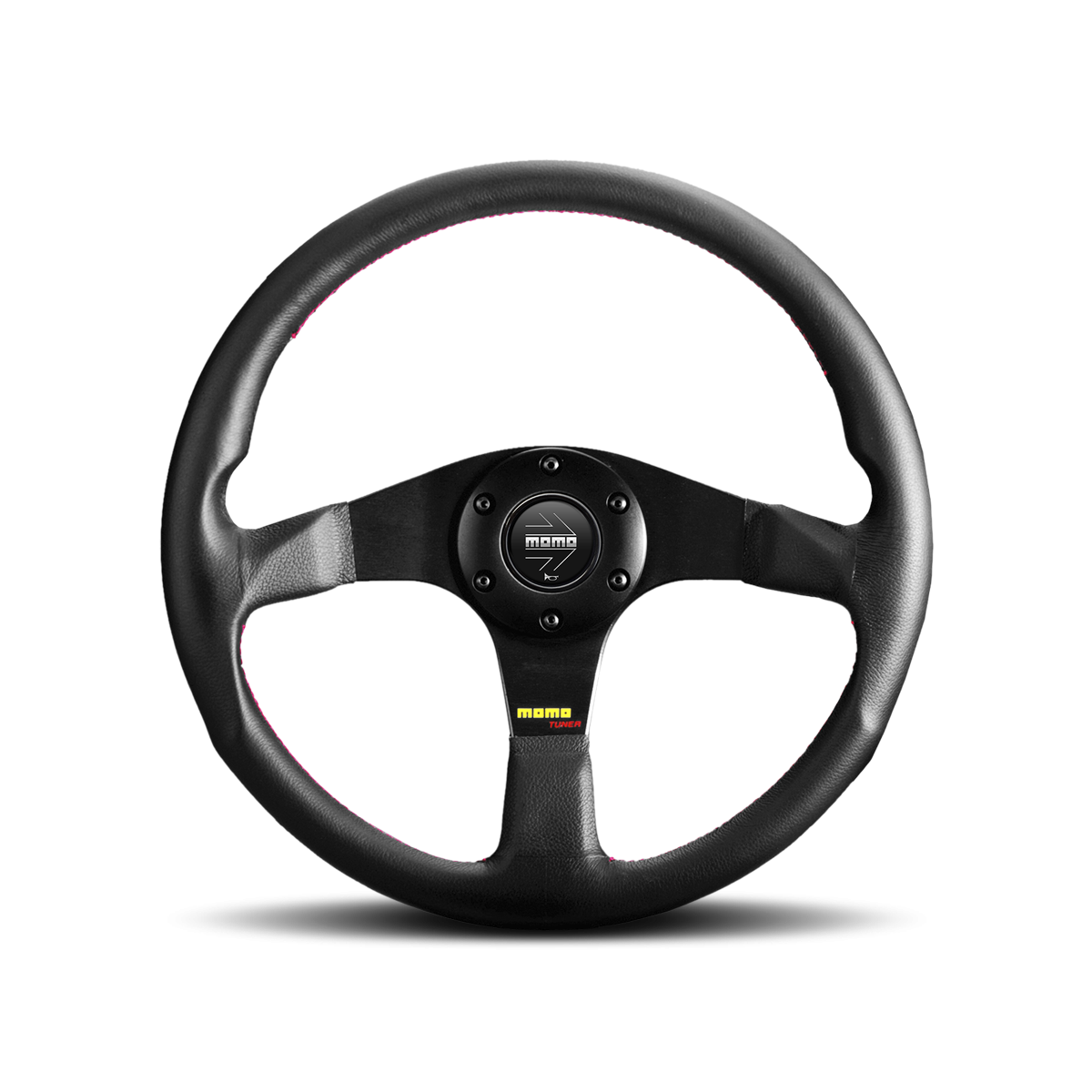 Momo - Tuner 320/350mm Round Black Leather Grip Shape Street