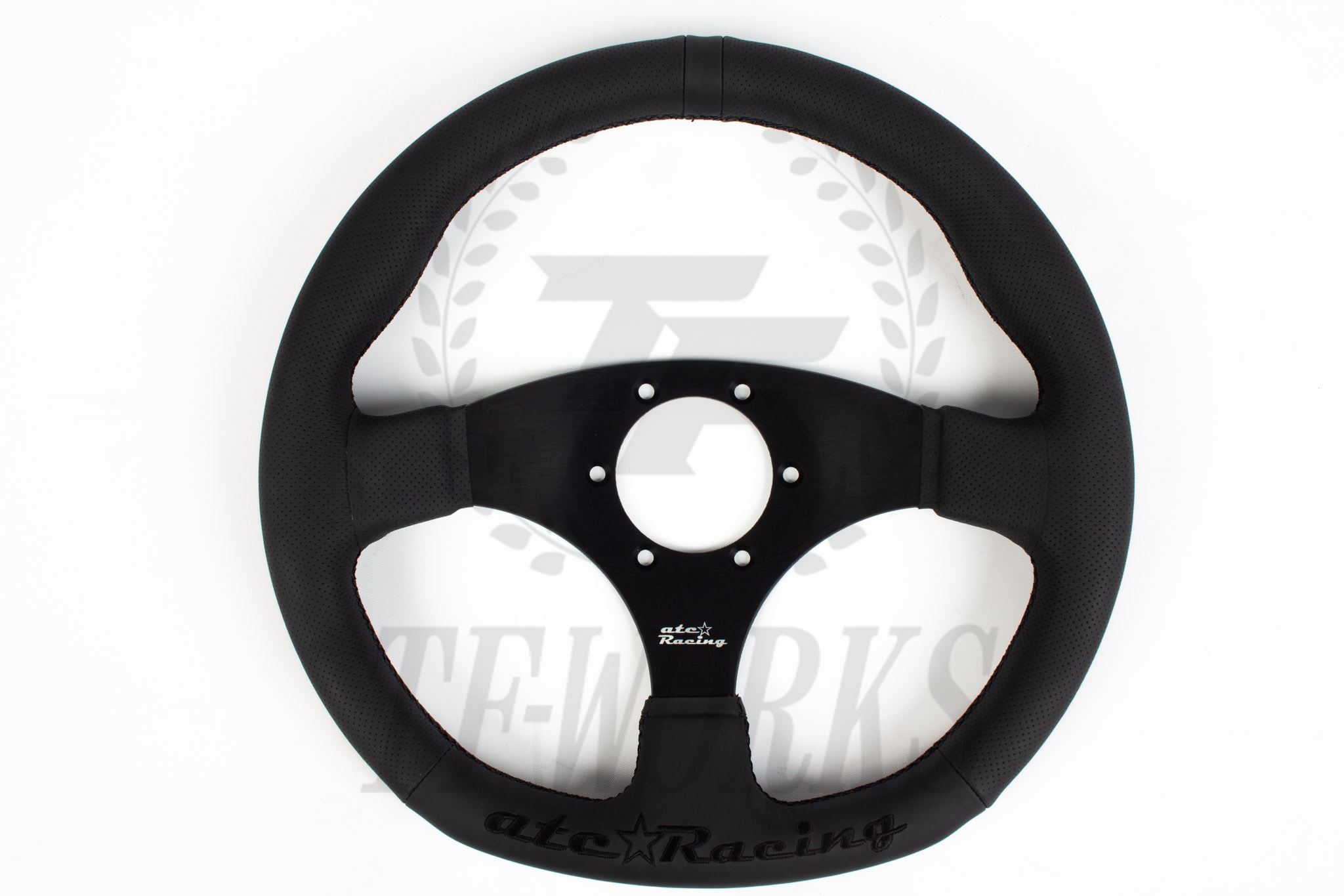 ATC Racing Flat Steering Wheel - 325MM Black Leather / Black