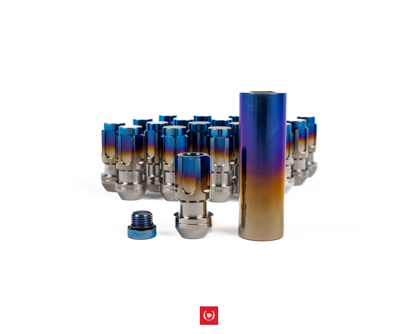 Kinematic Designs 3-Piece Titanium Locking Lug Nut Set - Burnt