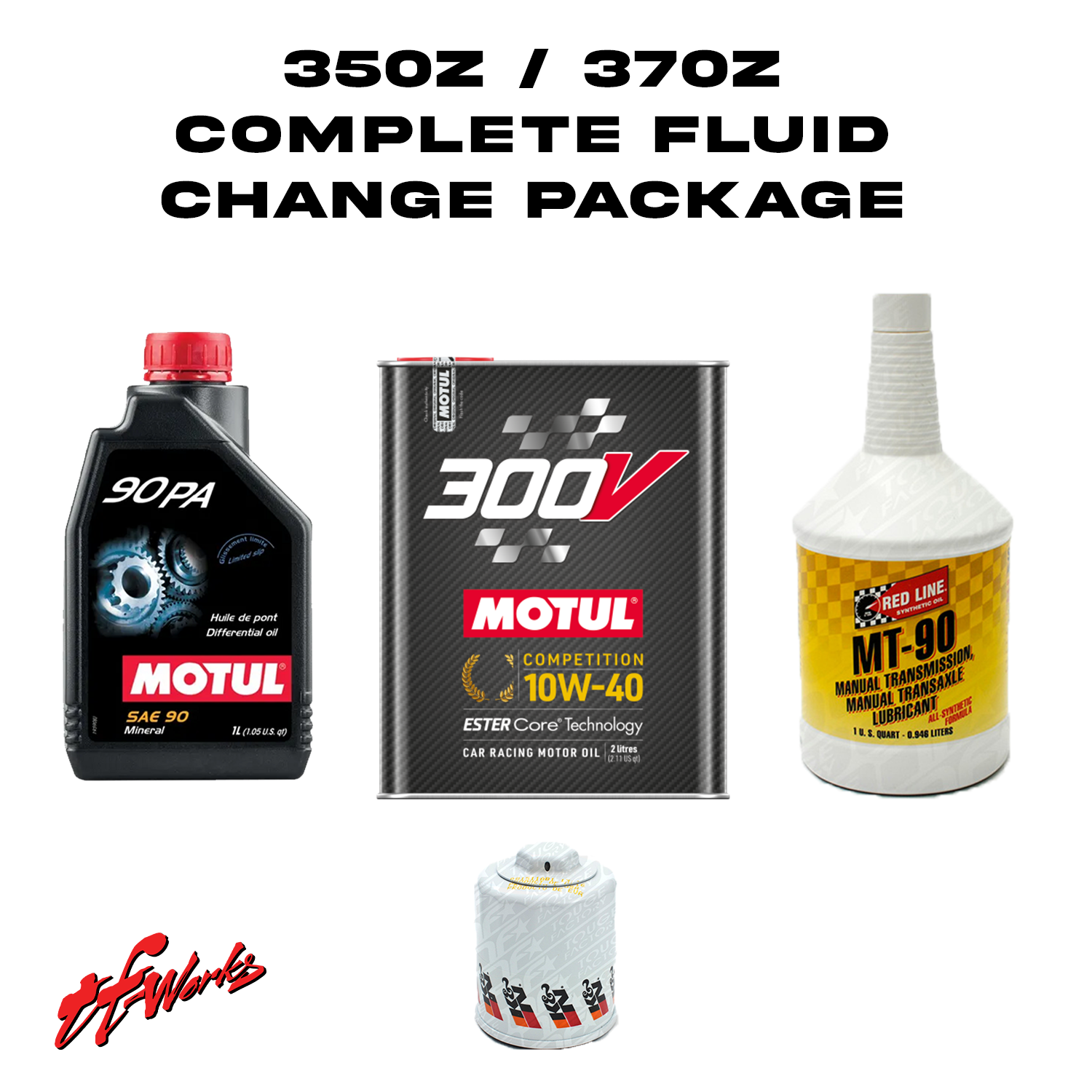 Nissan 350Z / 370Z FLUID CHANGE PACKAGE- Motul 300v + K&N and MT90
