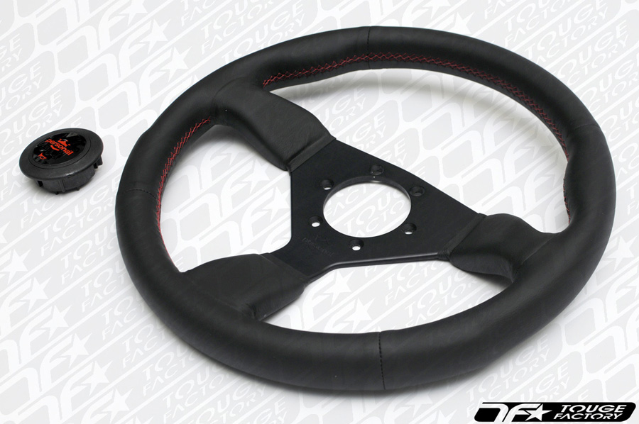 Personal Neo Grinta Steering Wheel 350mm Black Leather with Red