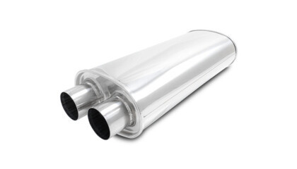 Vibrant StreetPower Turbo Oval Muff w/ Dual 3.5in Round Tips Straight Cut Bev Edge 3in inlet I.D. main image 1