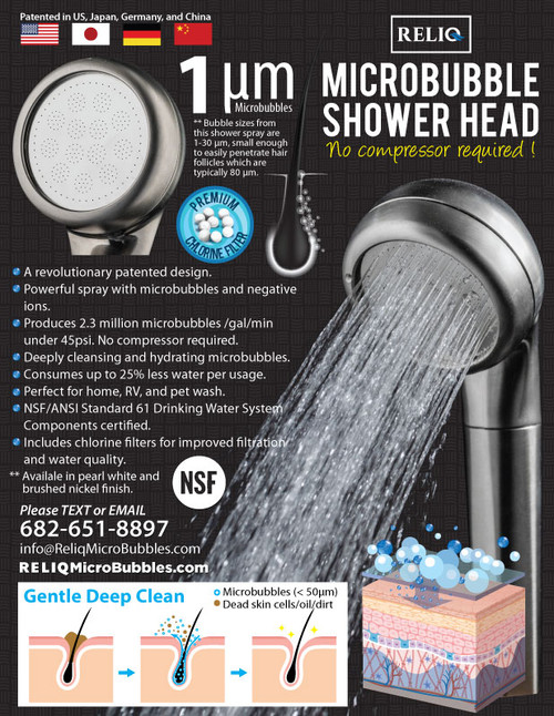 Micro bubble shower head in brushed nickel - ReliqPet