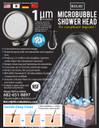 A revolutionary patented design.
Powerful spray with microbubbles and negative ions.
Produces 2.3 million microbubbles /gal/min under 45psi. No compressor required.
Deeply cleansing and hydrating microbubbles.
Consumes up to 25% less water per usage.
Perfect for home, RV, and pet wash.
NSF/ANSI Standard 61 Drinking Water System Components certified.
Includes chlorine filters for improved filtration and water quality.