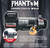 PHANTOM 13500lb  12V WINCH WITH STEEL CABLE + WIRELESS REMOTES