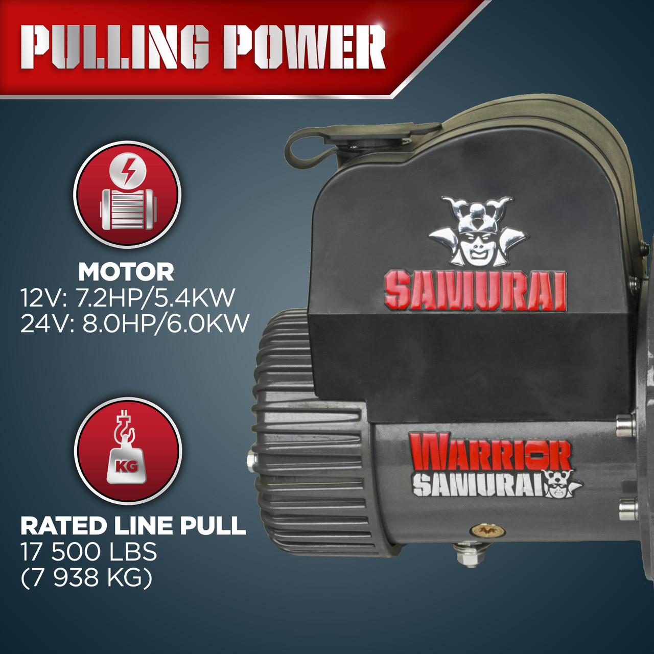 WARRIOR SAMURAI 17500LB 24V ELECTRIC WINCH