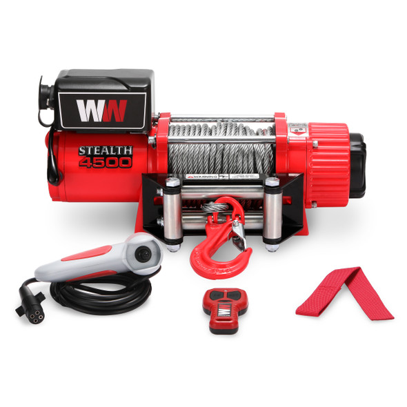 Cabrestante Stealth 4500lb 12v con cable de acero y mando a distancia inalámbrico