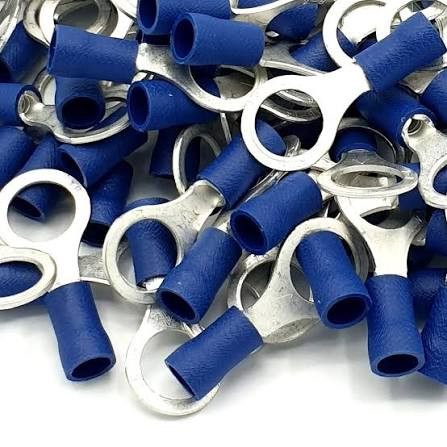 Terminal com anel azul para pino de 8 mm – Embalagem de 100 unidades