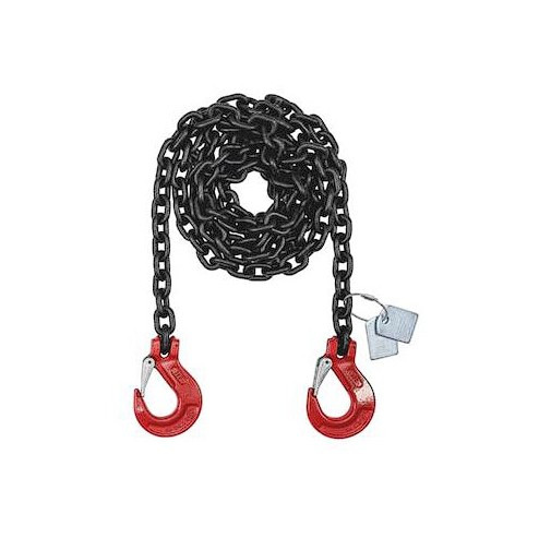 Cadena de amarre de 8 mm x 4 m con 2 ganchos de eslinga con horquilla