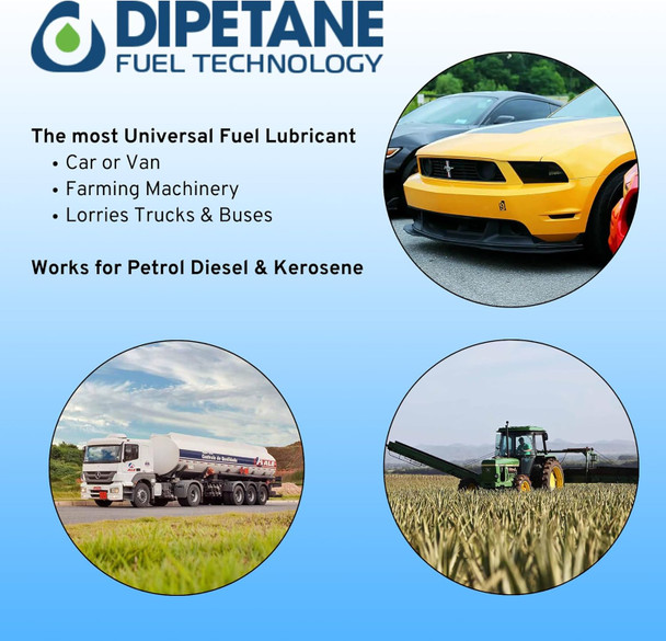 Dipetane fuel treatment works on cars, vans, lorries, trucks and tractors