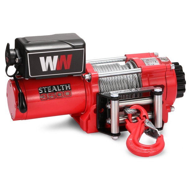 Guincho Stealth 3500lb 12v com cabo de aço e controlo remoto sem fios