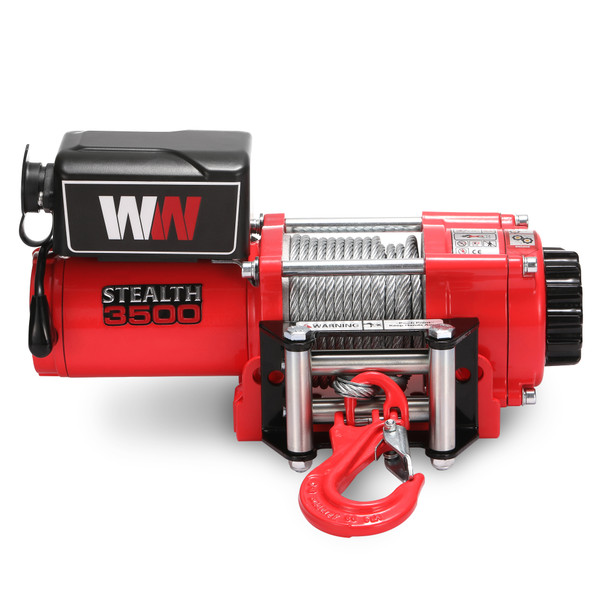 Guincho Stealth 3500lb 12v com cabo de aço e controlo remoto sem fios