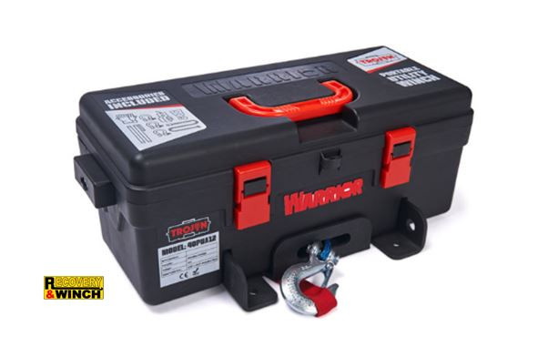 Kit de cabrestante portátil Warrior Trojan de 1814 kg – Eléctrico de 12 V, cable sintético – Vista del producto 1
