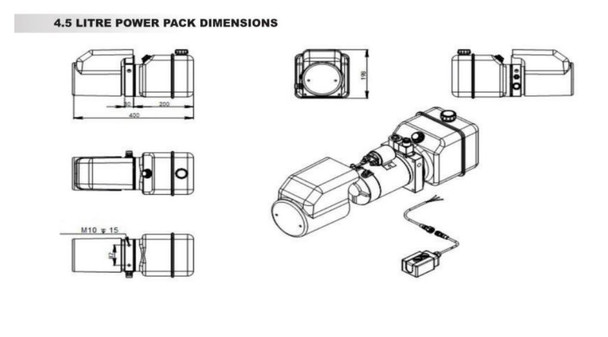 Hydraulikaggregat Einfachwirkendes Aggregat 4.5L Tank 12V DC 1.6KW