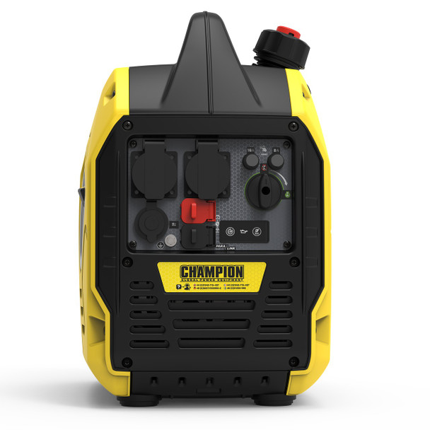 Champion 92001i Mighty Atom 2200 W tragbarer Benzin-Koffer-Wechselrichtergenerator – Vorderansicht