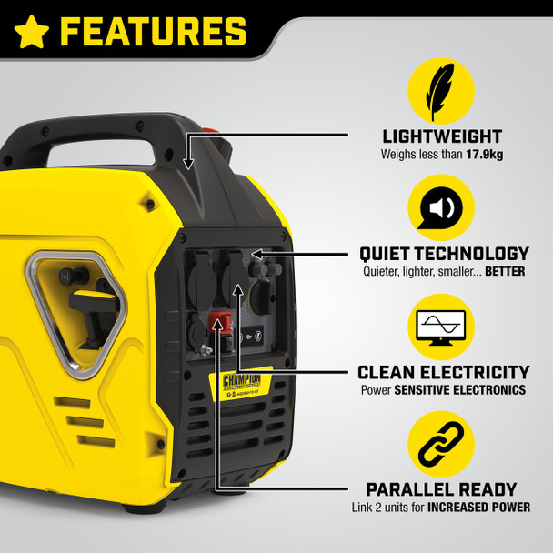 Champion 92001i Mighty Atom 2200 W – tragbarer Benzin-Koffer-Wechselrichtergenerator – Übersicht über die wichtigsten Merkmale und Vorteile
