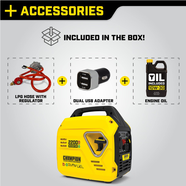 Generatore a inverter a doppia alimentazione Champion da 2200 Watt - Il potente Atom!