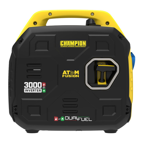 Champion 93001i-DF Atom Fusion 3000 W tragbarer Koffer-Wechselrichtergenerator mit Dual-Fuel-Antrieb (Benzin/LPG) – Seitenansicht