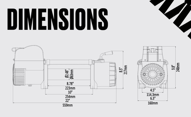 Warrior Samurai V2 9500lb 24v Winch with Steel Rope