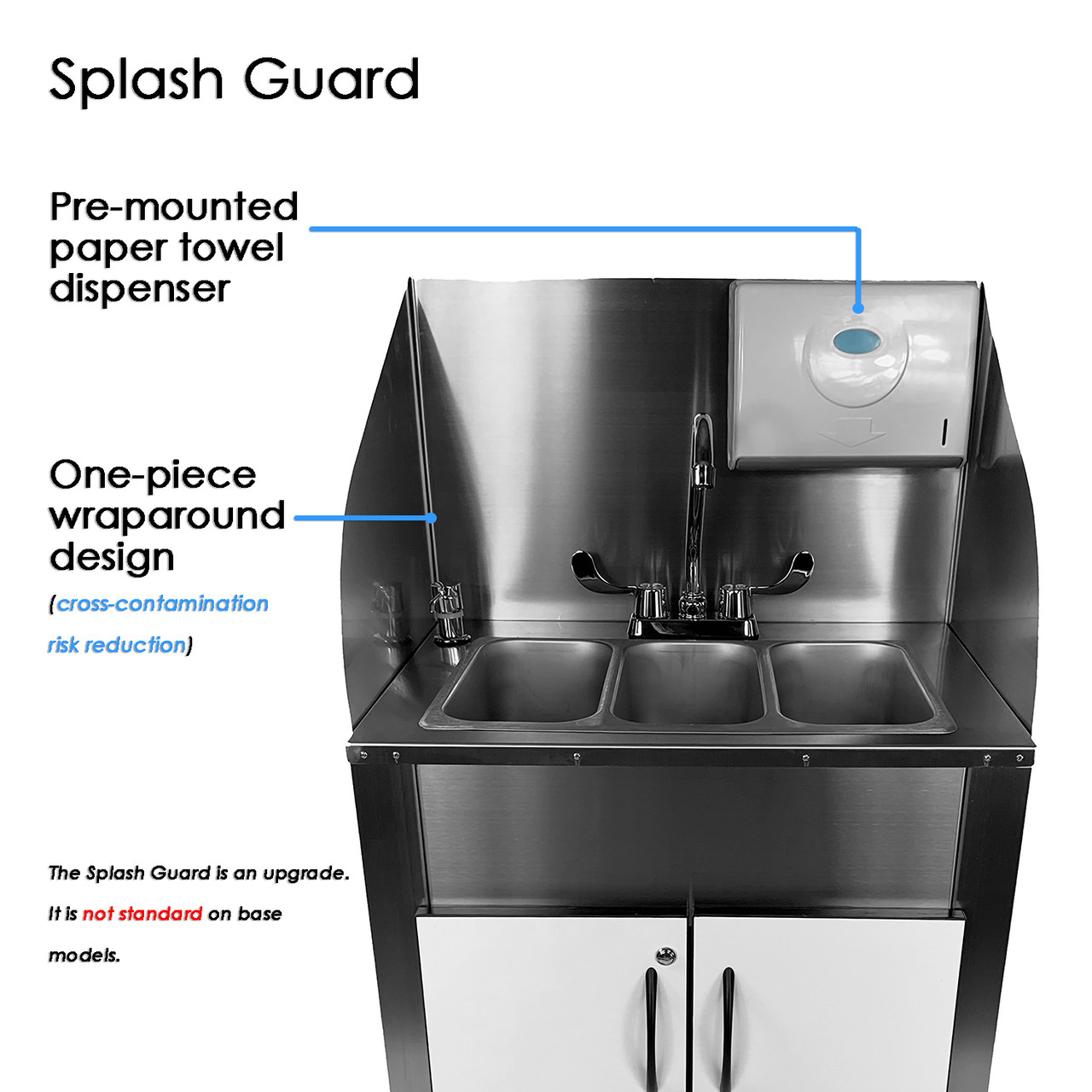 Pinnacle Stainless Steel Warewashing Station with Splash Guard